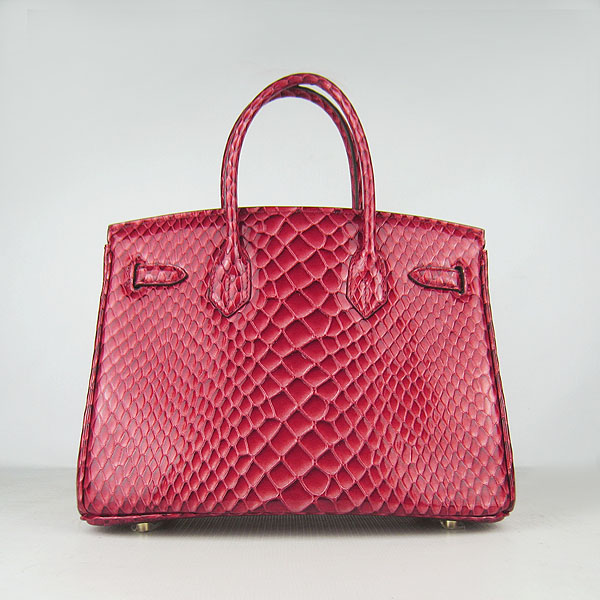 Replica Hermes Birkin 30CM Fish Veins Leather Bag Dark Red 6088 On Sale